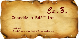 Csordás Bálint névjegykártya